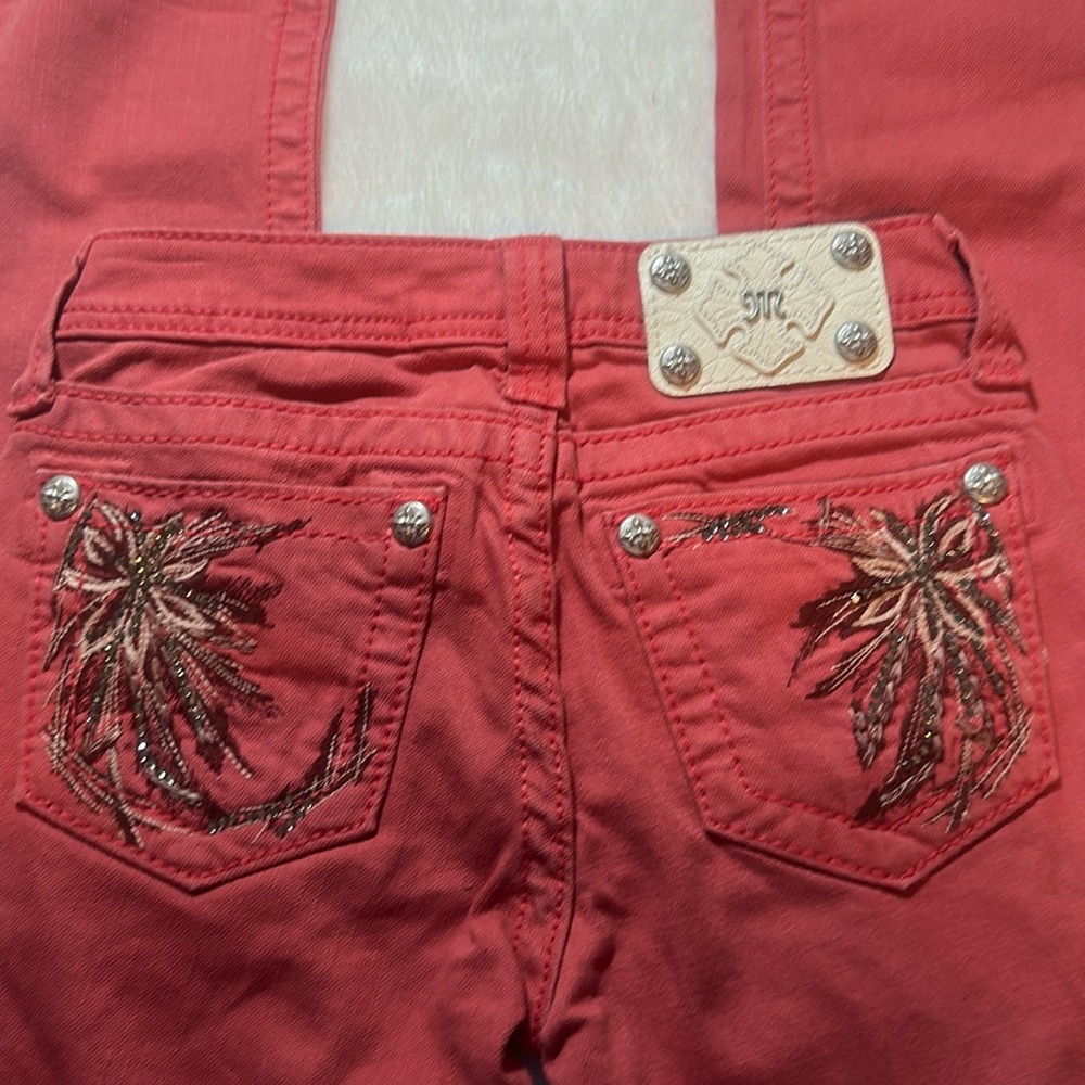 ❗️sold❗️ Girl’s ruby miss me skinny jeans Jeans with Intricate Embroidery